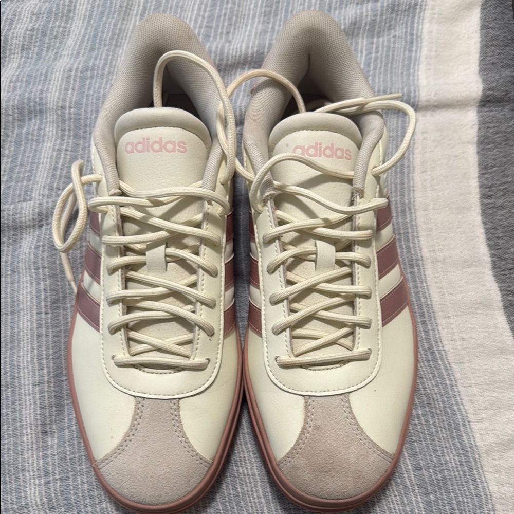Adidas Beige and Pink Casual Shoes